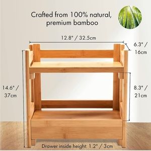 Bamboo Bathroom Counter Cosmetic Organizer Shelf with Drawer